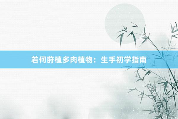 若何莳植多肉植物：生手初学指南
